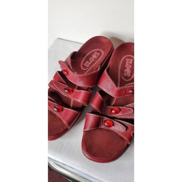 KLOGS RED w jewels accent‎ 7M slippers leather. Boho. Comfy. Granny Vibe #0423 - Picture 2 of 8